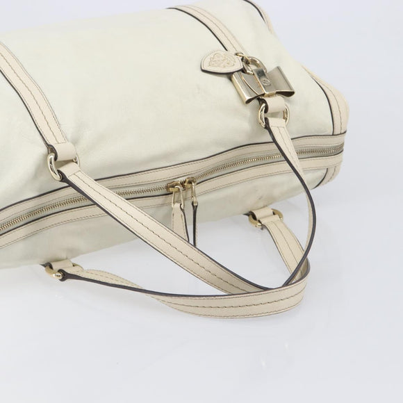 GUCCI Duchess Hysteria Hand Bag Leather White Gold 181488 Auth 210643