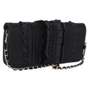 CHANEL Chain Shoulder Bag Satin Black Gold CC Auth 210649M-1