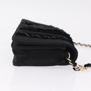 CHANEL Chain Shoulder Bag Satin Black Gold CC Auth 210649M-4