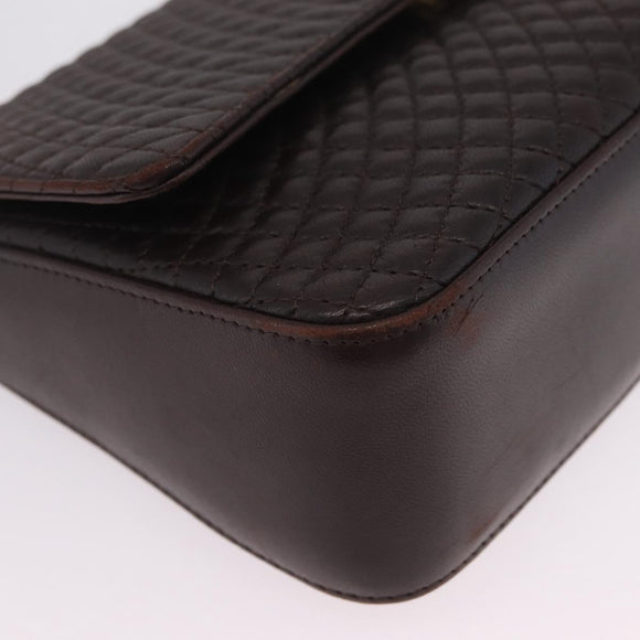 Bally Shoulder Bag Leather Brown Gold Auth 210650A