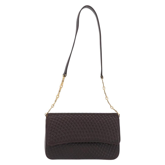 Bally Shoulder Bag Leather Brown Gold Auth 210650A