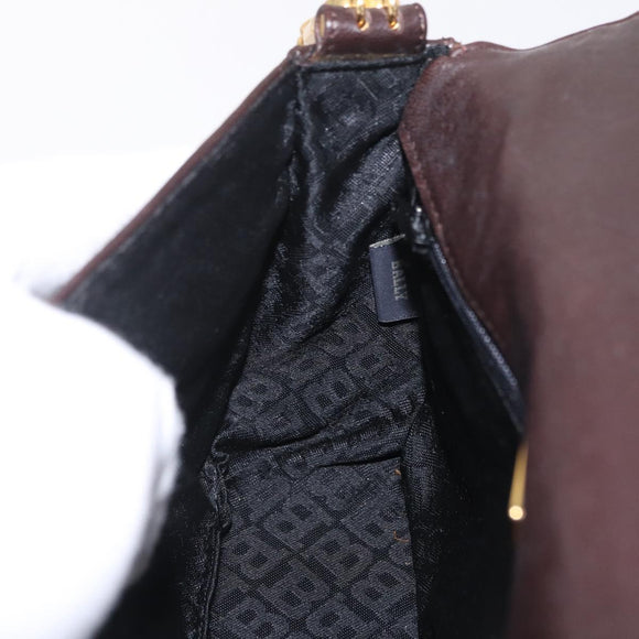 Bally Shoulder Bag Leather Brown Gold Auth 210650A