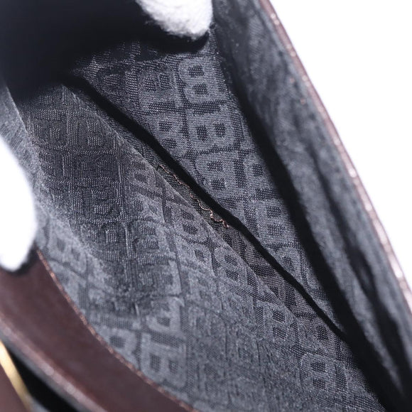 Bally Shoulder Bag Leather Brown Gold Auth 210650A