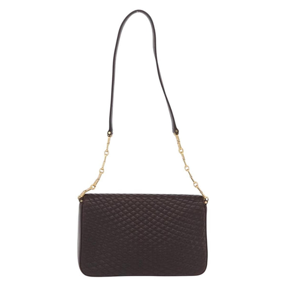 Bally Shoulder Bag Leather Brown Gold Auth 210650A
