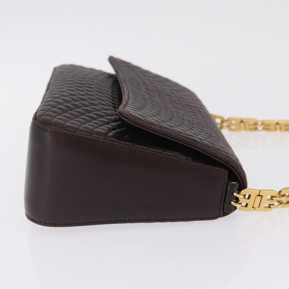 Bally Shoulder Bag Leather Brown Gold Auth 210650A