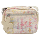 CHANEL Shoulder Bag Canvas Beige Silver CC Auth 210652A-2