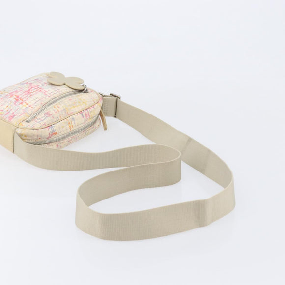 CHANEL Shoulder Bag Canvas Beige Silver CC Auth 210652A