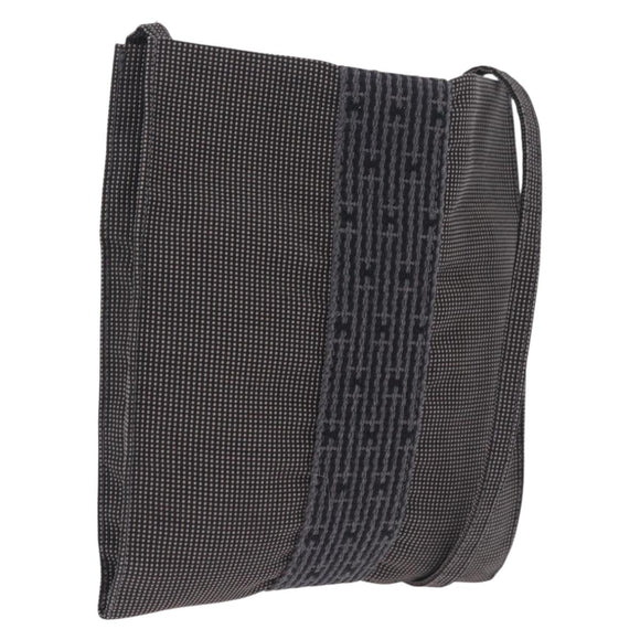 HERMES Her Line Pochette Shoulder Bag Canvas Gray Auth 210653A