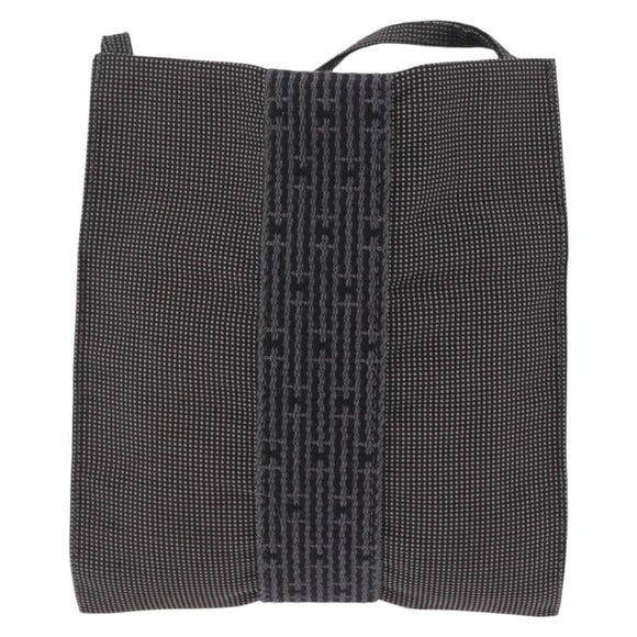 HERMES Her Line Pochette Shoulder Bag Canvas Gray Auth 210653A