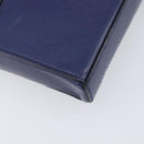 LOEWE Puzzle Pouch Shoulder Bag Leather Navy Silver Auth 210654V-15