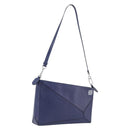 LOEWE Puzzle Pouch Shoulder Bag Leather Navy Silver Auth 210654V-1