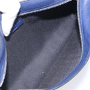 LOEWE Puzzle Pouch Shoulder Bag Leather Navy Silver Auth 210654V-20