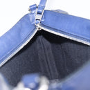 LOEWE Puzzle Pouch Shoulder Bag Leather Navy Silver Auth 210654V-21