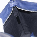 LOEWE Puzzle Pouch Shoulder Bag Leather Navy Silver Auth 210654V-22