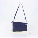 LOEWE Puzzle Pouch Shoulder Bag Leather Navy Silver Auth 210654V-26
