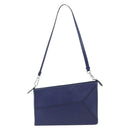 LOEWE Puzzle Pouch Shoulder Bag Leather Navy Silver Auth 210654V-3