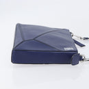 LOEWE Puzzle Pouch Shoulder Bag Leather Navy Silver Auth 210654V-4