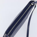 LOEWE Puzzle Pouch Shoulder Bag Leather Navy Silver Auth 210654V-6