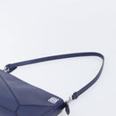 LOEWE Puzzle Pouch Shoulder Bag Leather Navy Silver Auth 210654V-8