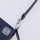 LOEWE Puzzle Pouch Shoulder Bag Leather Navy Silver Auth 210654V-9