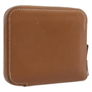 HERMES Azap Silk in Wallet Leather Brown Silver Auth 210655-1