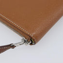 HERMES Azap Silk in Wallet Leather Brown Silver Auth 210655-11