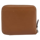 HERMES Azap Silk in Wallet Leather Brown Silver Auth 210655-2