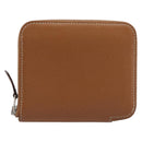 HERMES Azap Silk in Wallet Leather Brown Silver Auth 210655-3