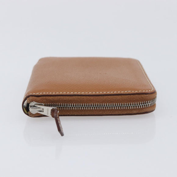 HERMES Azap Silk in Wallet Leather Brown Silver Auth 210655