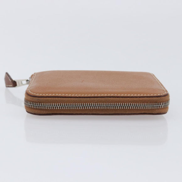 HERMES Azap Silk in Wallet Leather Brown Silver Auth 210655
