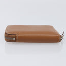 HERMES Azap Silk in Wallet Leather Brown Silver Auth 210655-7