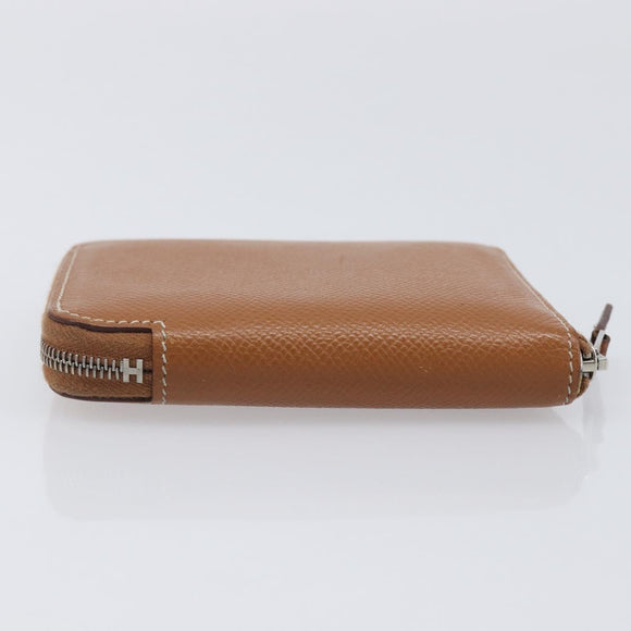 HERMES Azap Silk in Wallet Leather Brown Silver Auth 210655