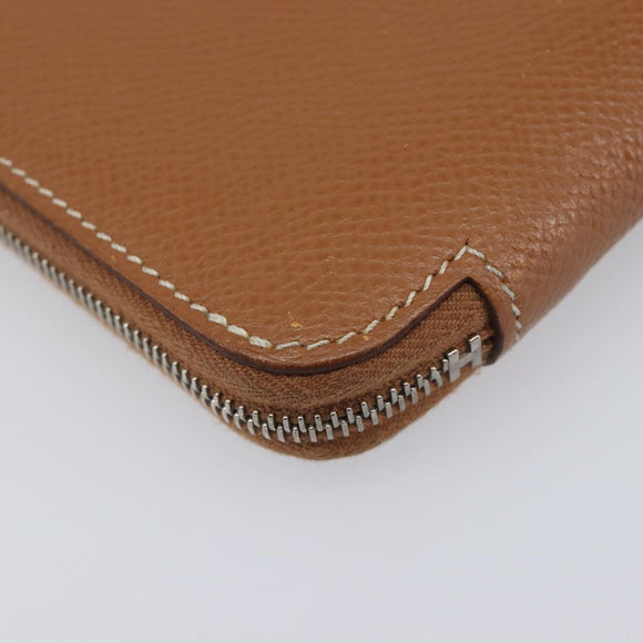 HERMES Azap Silk in Wallet Leather Brown Silver Auth 210655