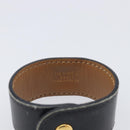 HERMES Medor Bracelet Leather Black Gold Auth 210660-10