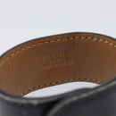 HERMES Medor Bracelet Leather Black Gold Auth 210660-11