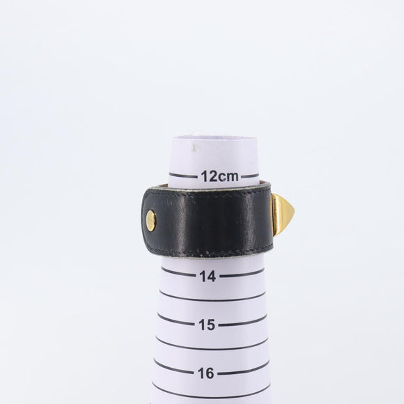 HERMES Medor Bracelet Leather Black Gold Auth 210660