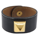 HERMES Medor Bracelet Leather Black Gold Auth 210660-2