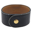 HERMES Medor Bracelet Leather Black Gold Auth 210660-3
