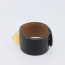 HERMES Medor Bracelet Leather Black Gold Auth 210660-4