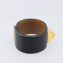 HERMES Medor Bracelet Leather Black Gold Auth 210660-5