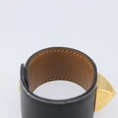 HERMES Medor Bracelet Leather Black Gold Auth 210660-7