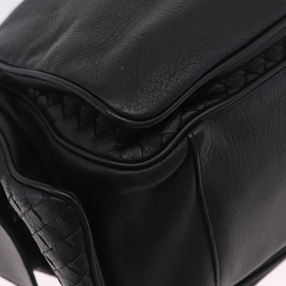Bottega Veneta INTRECCIATO Hand Bag Leather Black 144413 Auth 210663V
