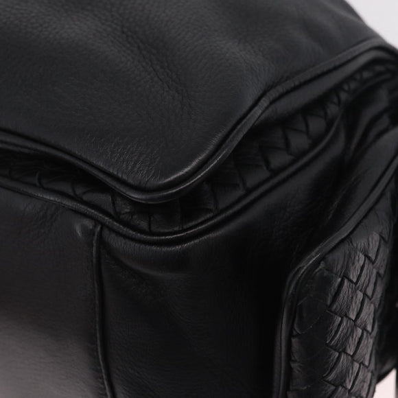 Bottega Veneta INTRECCIATO Hand Bag Leather Black 144413 Auth 210663V