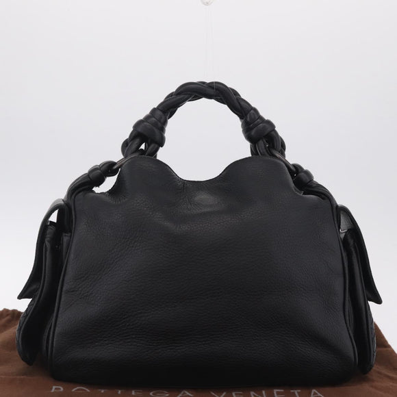 Bottega Veneta INTRECCIATO Hand Bag Leather Black 144413 Auth 210663V