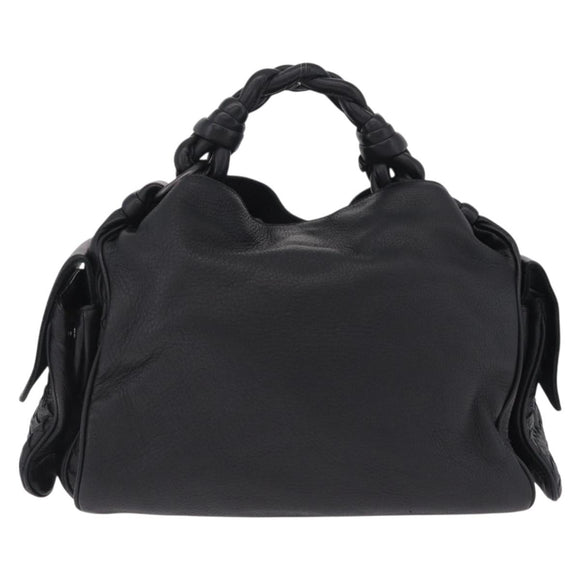 Bottega Veneta INTRECCIATO Hand Bag Leather Black 144413 Auth 210663V