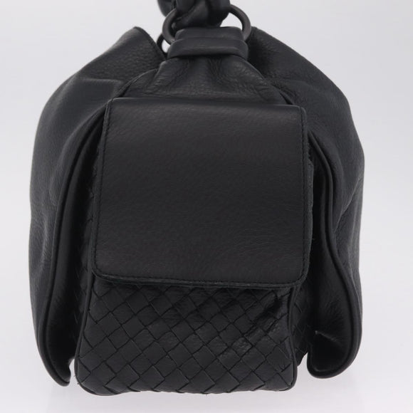 Bottega Veneta INTRECCIATO Hand Bag Leather Black 144413 Auth 210663V