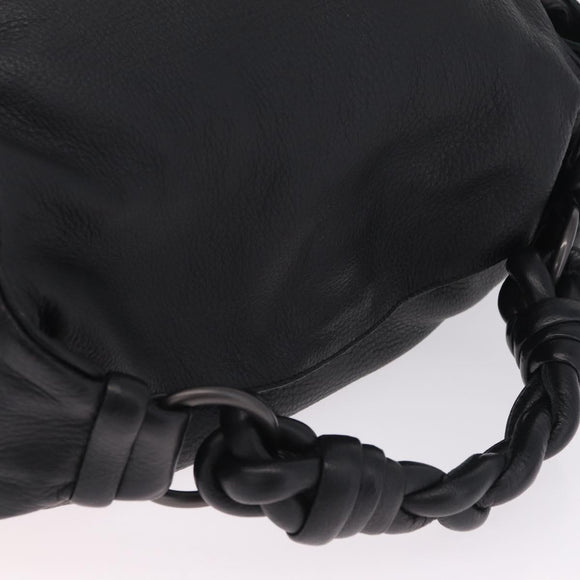 Bottega Veneta INTRECCIATO Hand Bag Leather Black 144413 Auth 210663V