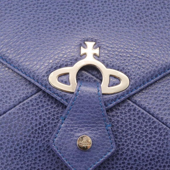 Vivienne Westwood Shoulder Bag Leather Blue Gold Auth 210665A