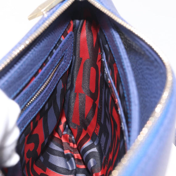 Vivienne Westwood Shoulder Bag Leather Blue Gold Auth 210665A