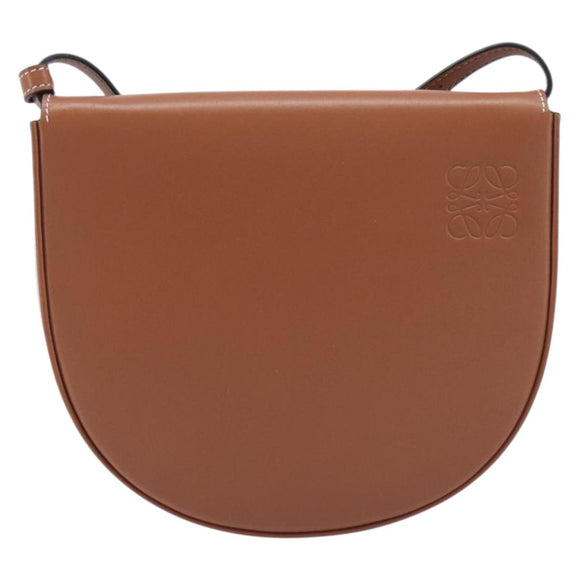 LOEWE Heel Bag Shoulder Bag Leather Brown Auth 210666V